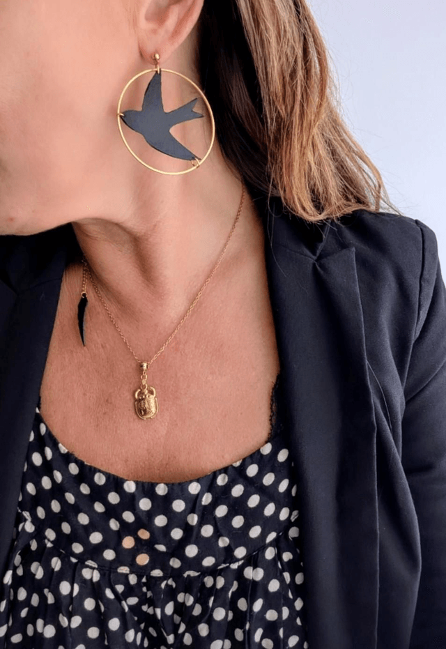 Boucle d'oreille Black bird