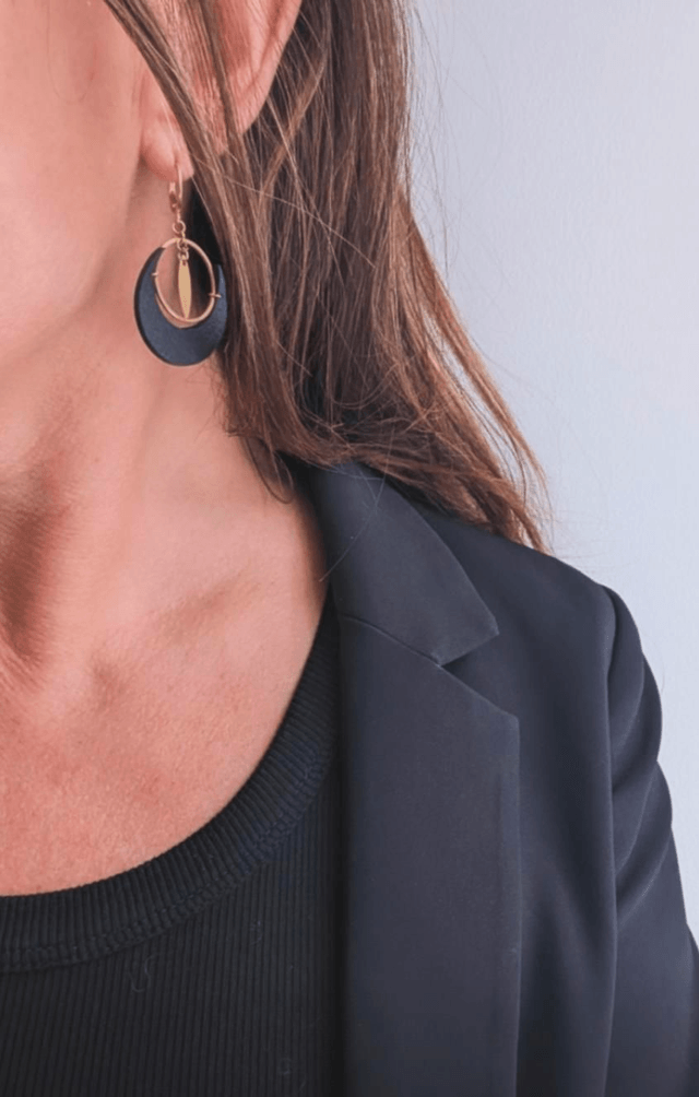 Boucle d'oreille laiton et chambre à air recyclée 